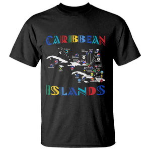 Caribbean Islands T Shirt Caribbean Sea Tour Map Flag TS11 Black Print Your Wear