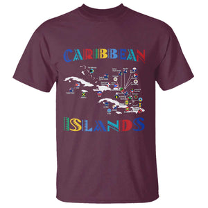 Caribbean Islands T Shirt Caribbean Sea Tour Map Flag TS11 Maroon Print Your Wear