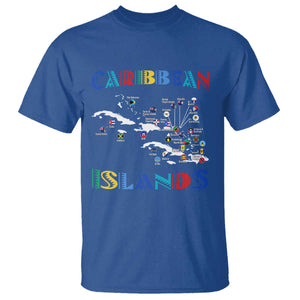 Caribbean Islands T Shirt Caribbean Sea Tour Map Flag TS11 Royal Blue Print Your Wear