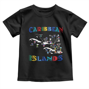 Caribbean Islands Toddler T Shirt Caribbean Sea Tour Map Flag TS11 Black Print Your Wear