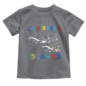 Caribbean Islands Toddler T Shirt Caribbean Sea Tour Map Flag TS11 Charcoal Print Your Wear