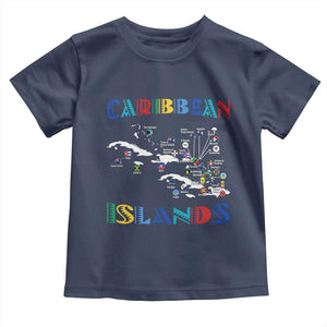Caribbean Islands Toddler T Shirt Caribbean Sea Tour Map Flag TS11 Navy Print Your Wear