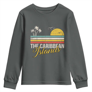 The Caribbean Islands Youth Sweatshirt Retro Vacation Beach Caribbean Sea Tour TS11 Dark Heather Print Your Wear