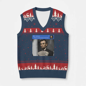 There is Motion At Your Front Door Abraham Lincoln Meme V-Neck Knit Sweater Vest