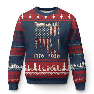 Bigfoot 250th Anniversary USA Ugly Christmas Sweater Bigfoot Saw It All 1776 2026 4th of July