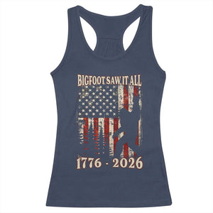Bigfoot 250th Anniversary USA Racerback Tank Top Bigfoot Saw It All 1776 2026 4th of July