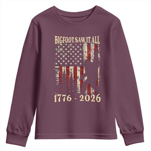 Bigfoot 250th Anniversary USA Youth Sweatshirt Bigfoot Saw It All 1776 2026 4th of July