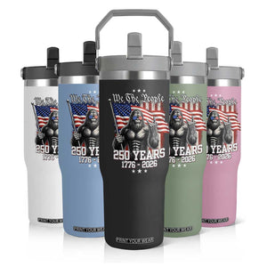 250th Anniversary USA Bigfoot Flip Straw Tumbler Sasquatch 250 Years Independence