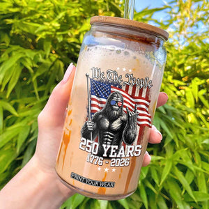 250th Anniversary USA Bigfoot Glass Can Sasquatch 250 Years Independence