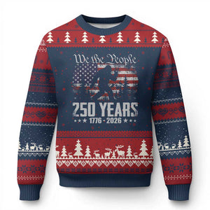 Bigfoot 250 Years American Flag Patriotic 1776 2026 Ugly Christmas Sweater TS11 Navy Red Print Your Wear