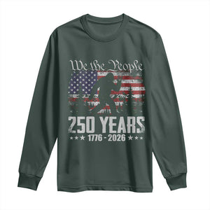 Bigfoot 250 Years American Flag Patriotic 1776 2026 Long Sleeve Shirt TS11 Dark Forest Green Print Your Wear