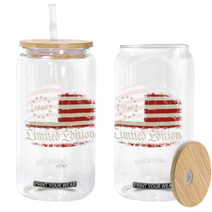 80th Birthday 1946 Limited Edition Glass Can Gifts for 80 Years Old Vintage American Flag