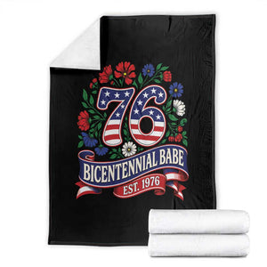 Bicentennial Babe 50th Birthday Throw Blanket Vintage 1976 Retro USA Floral