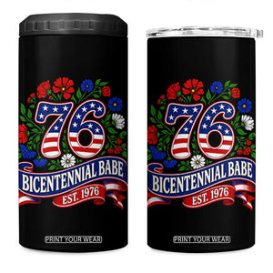 Bicentennial Babe 50th Birthday 4 in 1 Can Cooler Tumbler Vintage 1976 Retro USA Floral