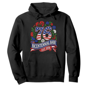 Bicentennial Babe 50th Birthday Hoodie Vintage 1976 Retro USA Floral TS11 Black Print Your Wear