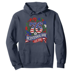 Bicentennial Babe 50th Birthday Hoodie Vintage 1976 Retro USA Floral TS11 Navy Print Your Wear