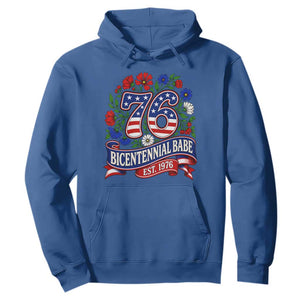 Bicentennial Babe 50th Birthday Hoodie Vintage 1976 Retro USA Floral TS11 Royal Blue Print Your Wear