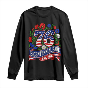 Bicentennial Babe 50th Birthday Long Sleeve Shirt Vintage 1976 Retro USA Floral TS11 Black Print Your Wear