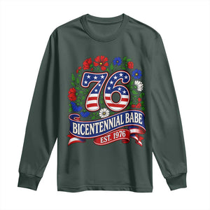 Bicentennial Babe 50th Birthday Long Sleeve Shirt Vintage 1976 Retro USA Floral TS11 Dark Forest Green Print Your Wear