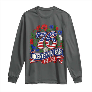 Bicentennial Babe 50th Birthday Long Sleeve Shirt Vintage 1976 Retro USA Floral TS11 Dark Heather Print Your Wear