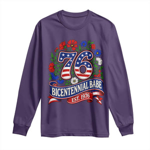 Bicentennial Babe 50th Birthday Long Sleeve Shirt Vintage 1976 Retro USA Floral TS11 Purple Print Your Wear