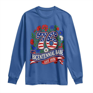 Bicentennial Babe 50th Birthday Long Sleeve Shirt Vintage 1976 Retro USA Floral TS11 Royal Blue Print Your Wear