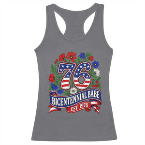 Bicentennial Babe 50th Birthday Racerback Tank Top Vintage 1976 Retro USA Floral TS11 Charcoal Print Your Wear