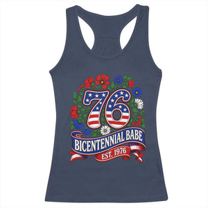 Bicentennial Babe 50th Birthday Racerback Tank Top Vintage 1976 Retro USA Floral TS11 Navy Print Your Wear