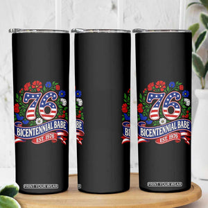 Bicentennial Babe 50th Birthday Skinny Tumbler Vintage 1976 Retro USA Floral
