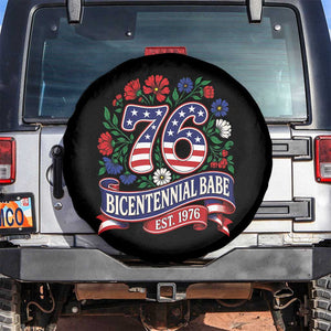Bicentennial Babe 50th Birthday Spare Tire Cover Vintage 1976 Retro USA Floral TS11 No hole Black Print Your Wear