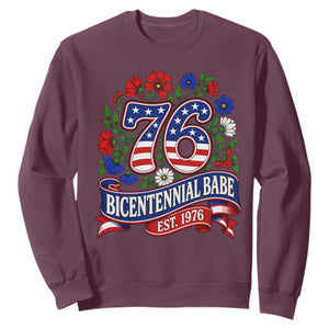 Bicentennial Babe 50th Birthday Sweatshirt Vintage 1976 Retro USA Floral