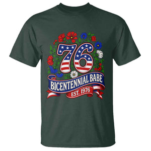 Bicentennial Babe 50th Birthday T Shirt Vintage 1976 Retro USA Floral