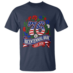 Bicentennial Babe 50th Birthday T Shirt Vintage 1976 Retro USA Floral