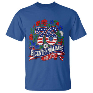 Bicentennial Babe 50th Birthday T Shirt Vintage 1976 Retro USA Floral