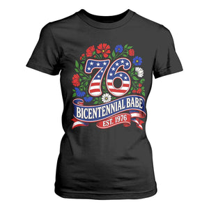Bicentennial Babe 50th Birthday T Shirt For Women Vintage 1976 Retro USA Floral TS11 Black Print Your Wear