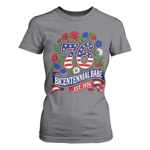 Bicentennial Babe 50th Birthday T Shirt For Women Vintage 1976 Retro USA Floral TS11 Charcoal Print Your Wear