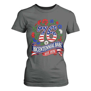 Bicentennial Babe 50th Birthday T Shirt For Women Vintage 1976 Retro USA Floral TS11 Dark Heather Print Your Wear