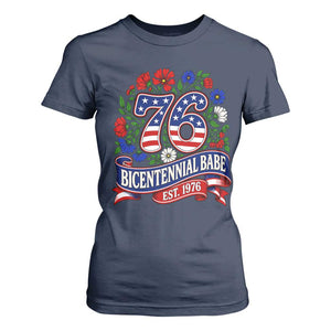 Bicentennial Babe 50th Birthday T Shirt For Women Vintage 1976 Retro USA Floral TS11 Navy Print Your Wear