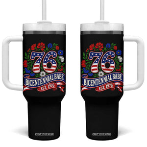 Bicentennial Babe 50th Birthday Tumbler With Handle Vintage 1976 Retro USA Floral