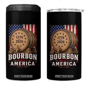 Bourbon Built America 250 Years 4 in 1 Can Cooler Tumbler Patriotic Whiskey 250th Anniversary USA TS11 One Size: 16 oz Black Print Your Wear