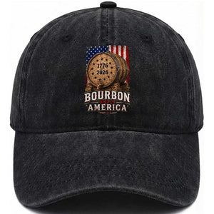 Bourbon Built America 250 Years Washed Cotton Baseball Cap Patriotic Whiskey 250th Anniversary USA