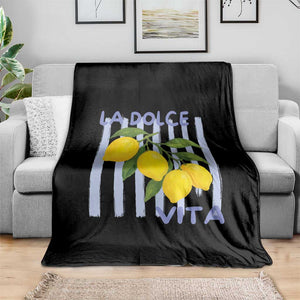 La Dolce Vita Lemon Italian Summer Throw Blanket Blue Striped TS11 Print Your Wear