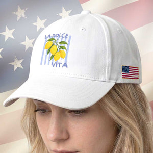 La Dolce Vita Lemon Italian Summer Baseball Cap Blue Striped TS11 Print Your Wear