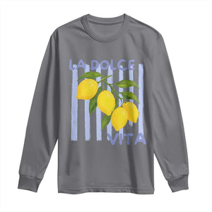 La Dolce Vita Lemon Italian Summer Long Sleeve Shirt Blue Striped TS11 Charcoal Print Your Wear