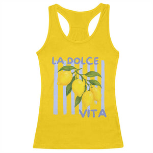 La Dolce Vita Lemon Italian Summer Racerback Tank Top Blue Striped TS11 Daisy Print Your Wear