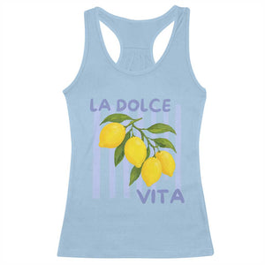 La Dolce Vita Lemon Italian Summer Racerback Tank Top Blue Striped TS11 Light Blue Print Your Wear
