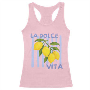 La Dolce Vita Lemon Italian Summer Racerback Tank Top Blue Striped TS11 Light Pink Print Your Wear