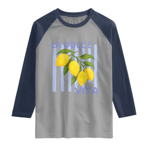 La Dolce Vita Lemon Italian Summer Raglan Shirt Blue Striped TS11 Sport Gray Navy Print Your Wear