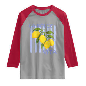 La Dolce Vita Lemon Italian Summer Raglan Shirt Blue Striped TS11 Sport Gray Red Print Your Wear