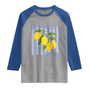 La Dolce Vita Lemon Italian Summer Raglan Shirt Blue Striped TS11 Sport Gray Royal Print Your Wear